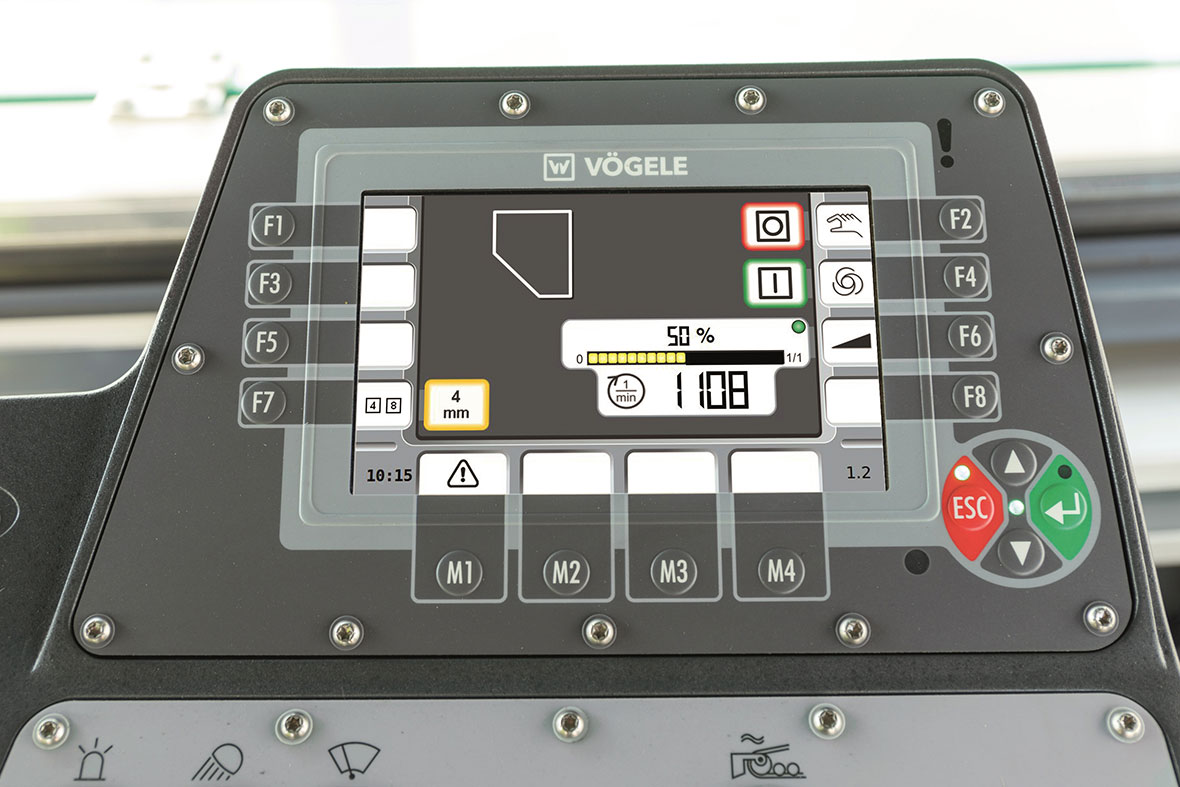 Hydraulic tamper-stroke adjustment at the push of a button: on the new SB 300 and SB 350 Fixed-Width Screeds, the tamper stroke can be adjusted without any mechanical conversion work.