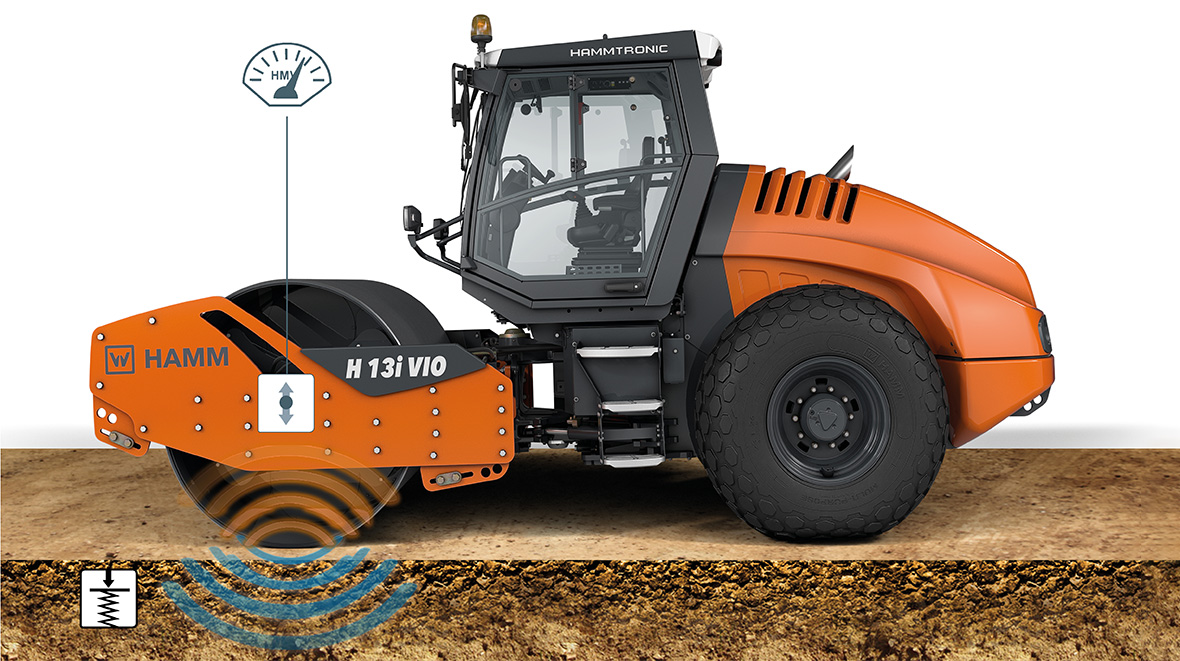 Weltneuheit: Der HAMM Compaction Meter VIO von HAMM ermöglicht erstmals auch eine Überwachung der Ergebnisse während der Oszillations-Verdichtung.